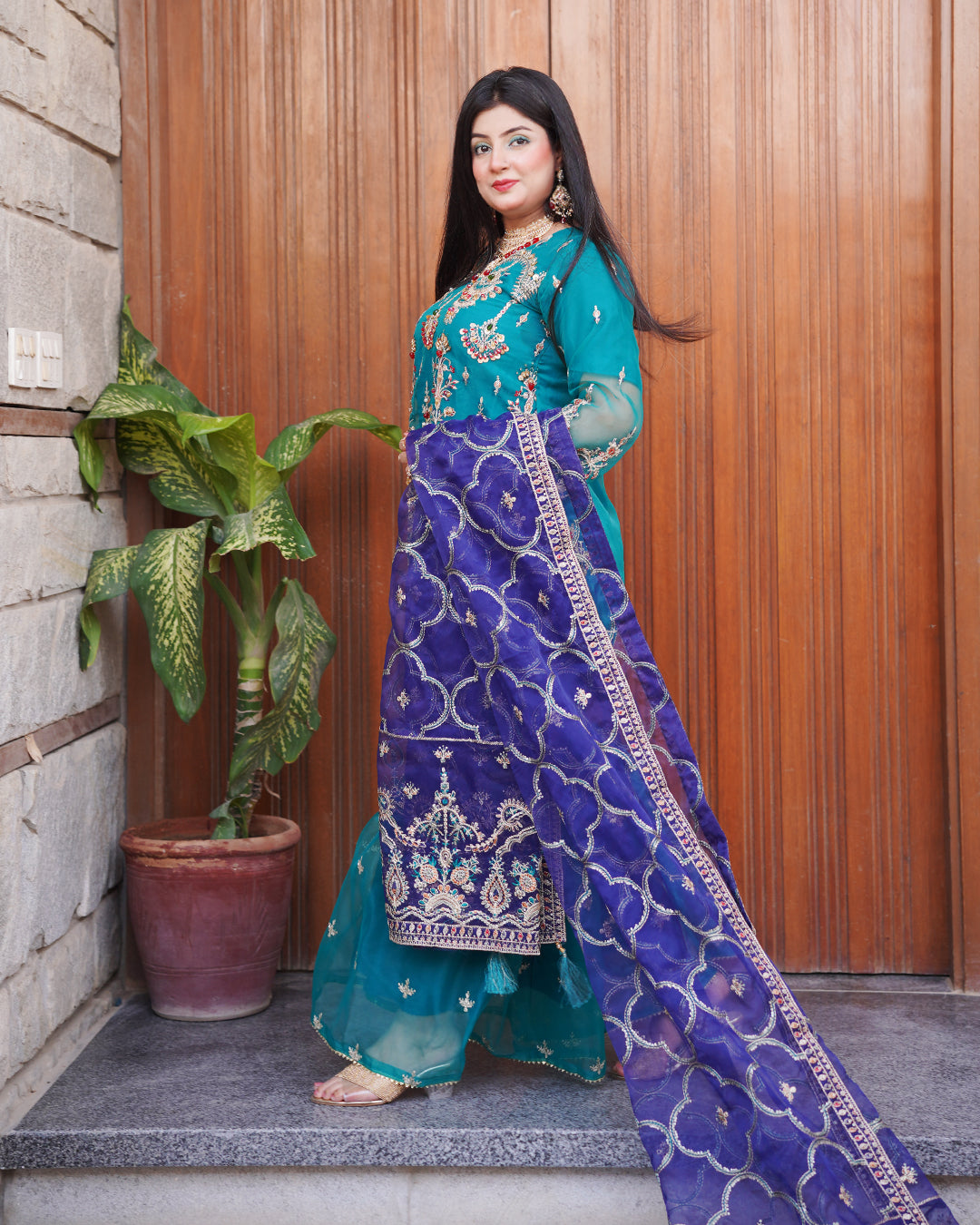3-Piece Suit | Heavy Embroidered Organza | Readymade