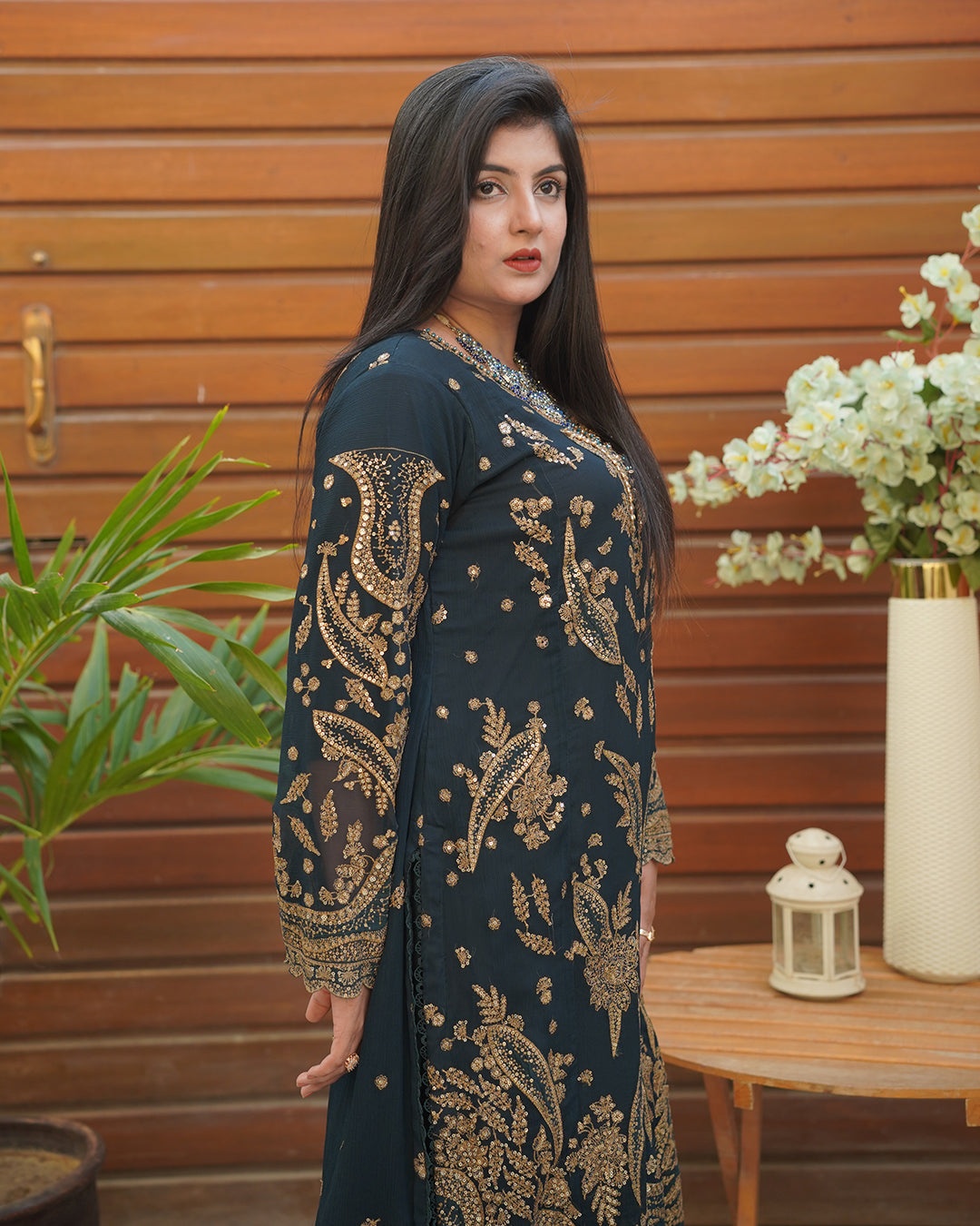 3-Piece Suit | Embroidered Organza and Chiffon | Readymade