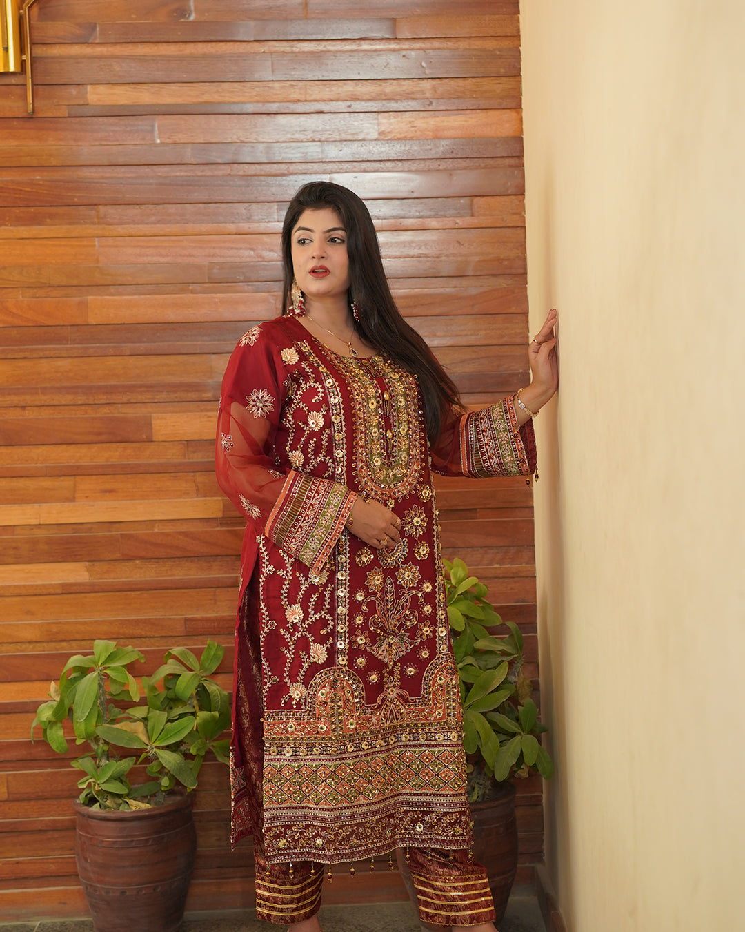 3-Piece Suit | Heavy Embroidered Organza | Readymade