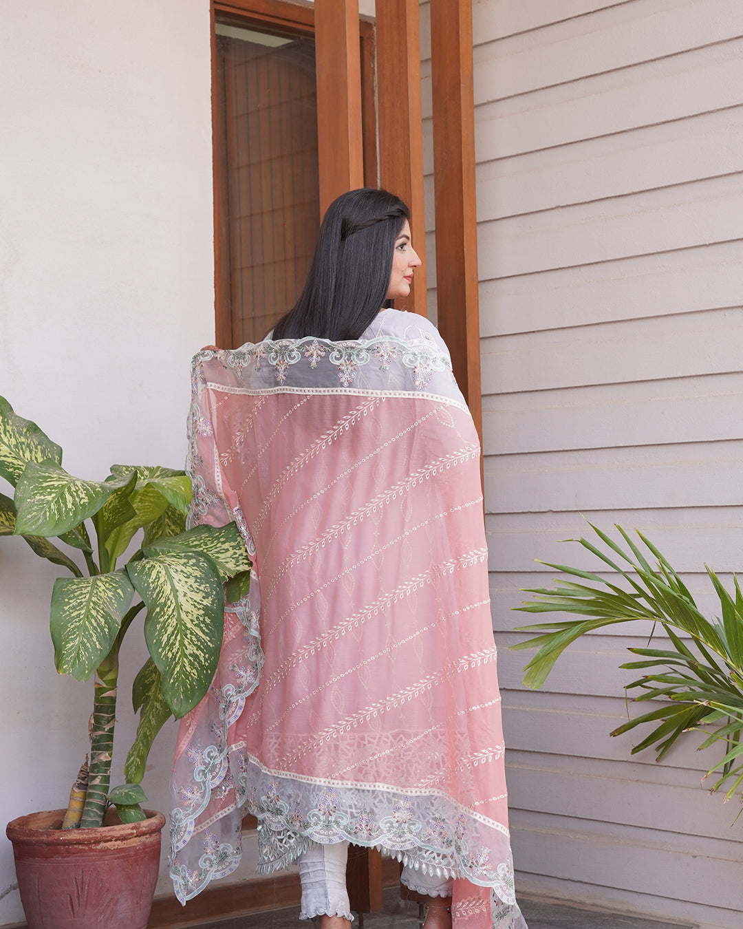 3-Piece Suit | Embroidered Organza and Chiffon | Readymade