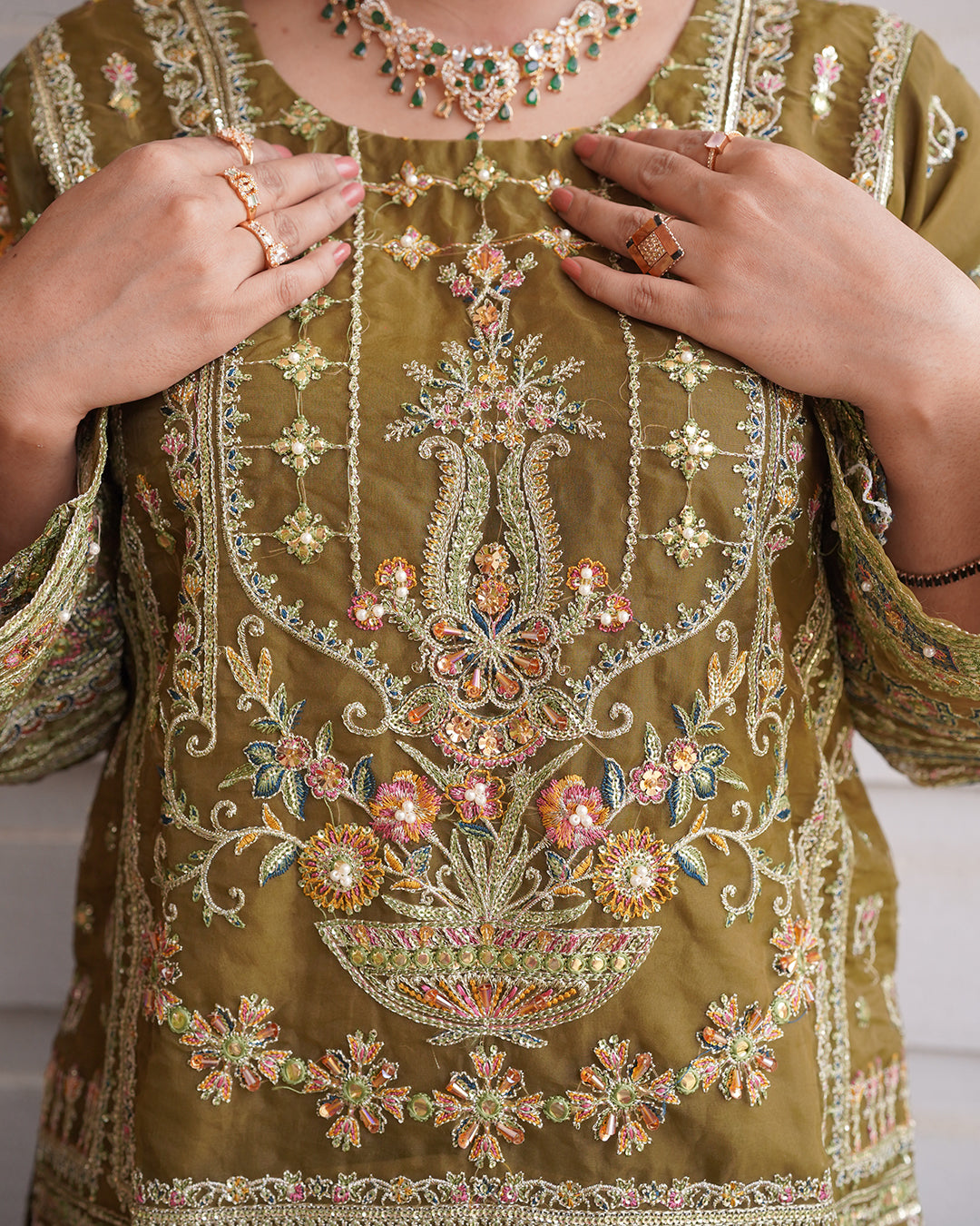 3-Piece Suit | Embroidered Organza and Chiffon | Readymade