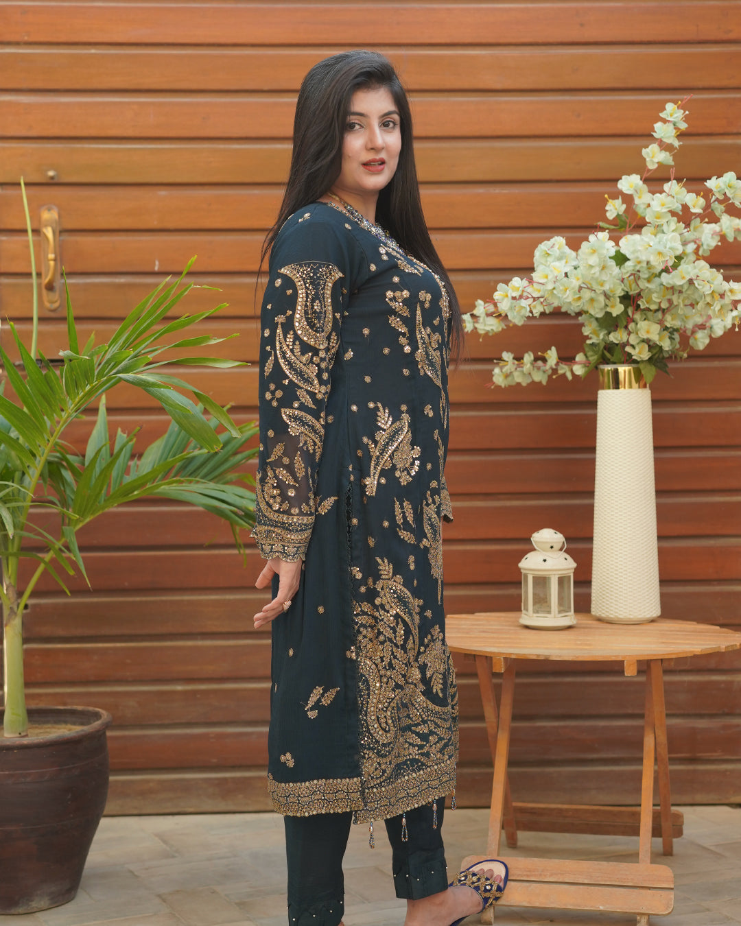 3-Piece Suit | Embroidered Organza and Chiffon | Readymade