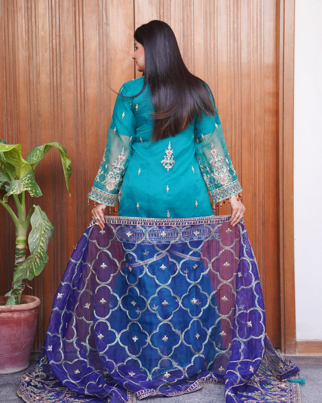 3-Piece Suit | Heavy Embroidered Organza | Readymade