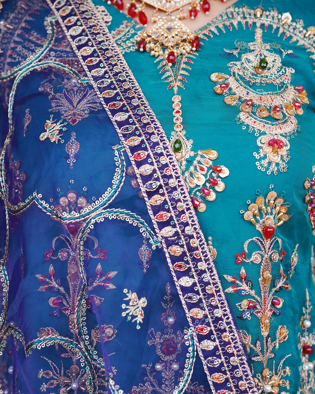 3-Piece Suit | Heavy Embroidered Organza | Readymade