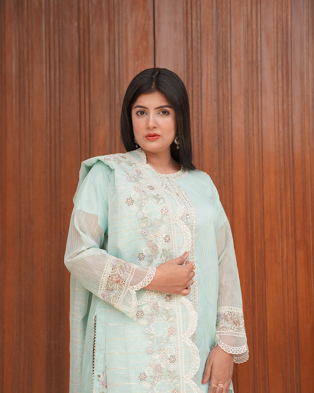 3-Piece Suit | Embroidered Organza and Chiffon | Readymade