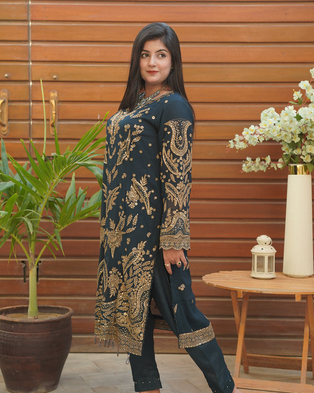 3-Piece Suit | Embroidered Organza and Chiffon | Readymade